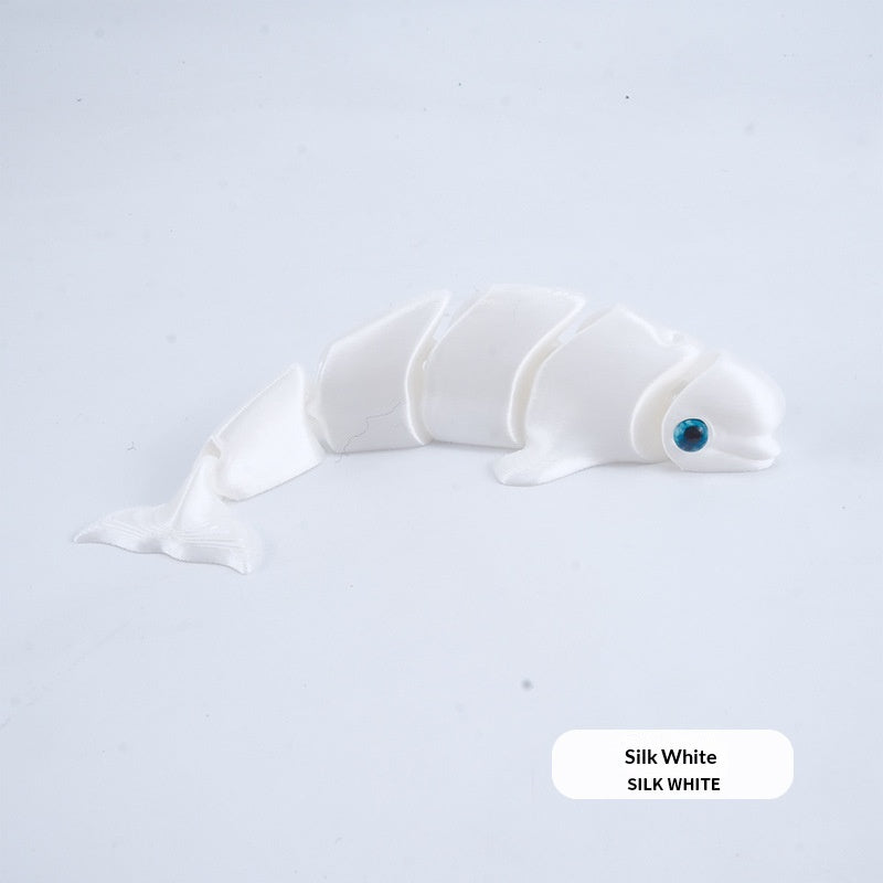 Delfín Articulado Antiestrés Kuro - Ballena Blanca Seda Blanca