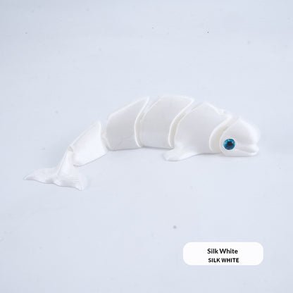 Delfín Articulado Antiestrés Kuro - Ballena Blanca Seda Blanca