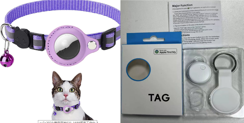 Collar Reflectante para AirTag Kuro - Conjunto morado1