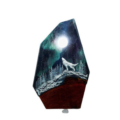 Lámpara Lobo Aurora de Resina Kuro - 8x 5 pulgadas