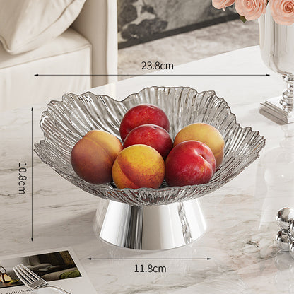 Frutero de Pie Elegante Kuro - Gris transparente Base plateada