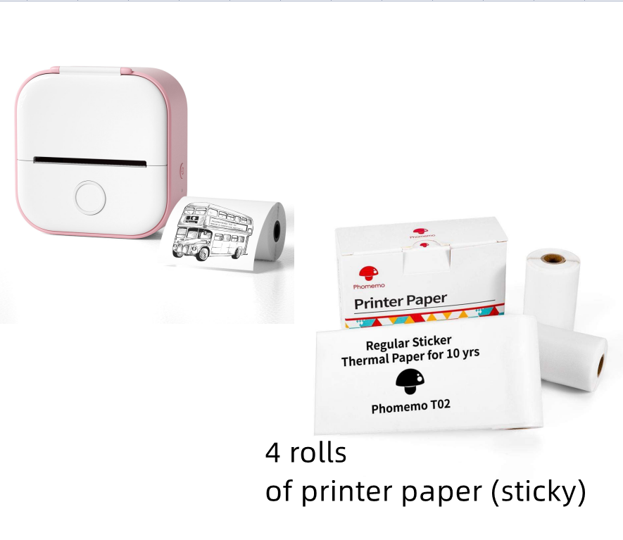 Mini Impresora Térmica Portátil Kuro - Conjunto rosa