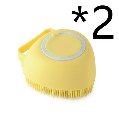 Guante de Baño y Masaje para Mascotas Kuro - Amarillo 2 piezas en forma de corazón