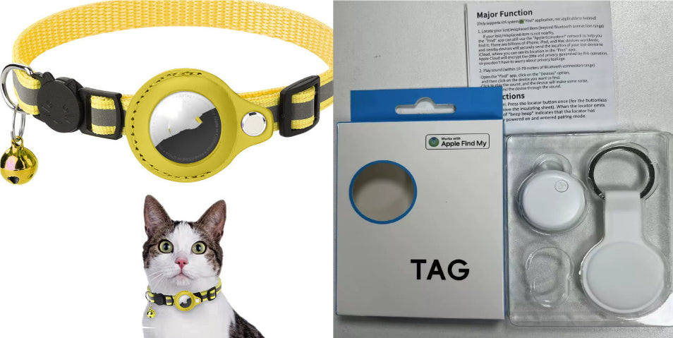 Collar Reflectante para AirTag Kuro - Conjunto amarillo1