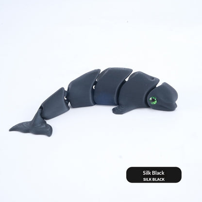 Delfín Articulado Antiestrés Kuro - Ballena Blanca Seda Negro