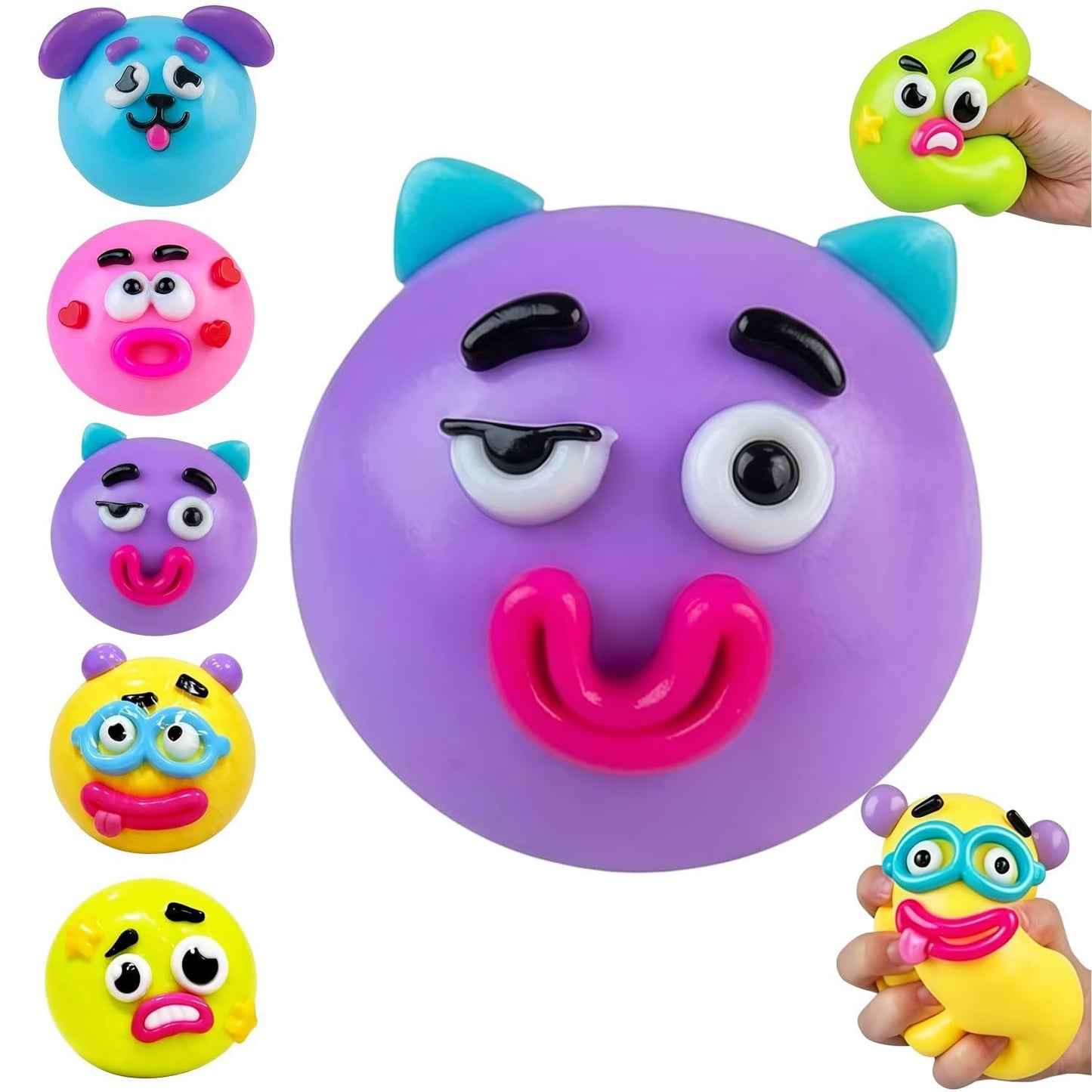 Squishy Antiestrés Cara Divertida Kuro - Púrpura