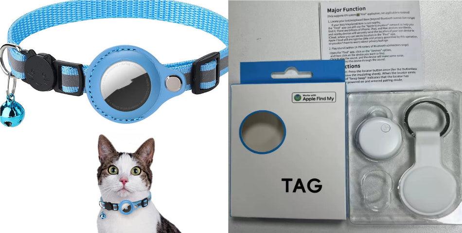 Collar Reflectante para AirTag Kuro - Conjunto azul cielo1