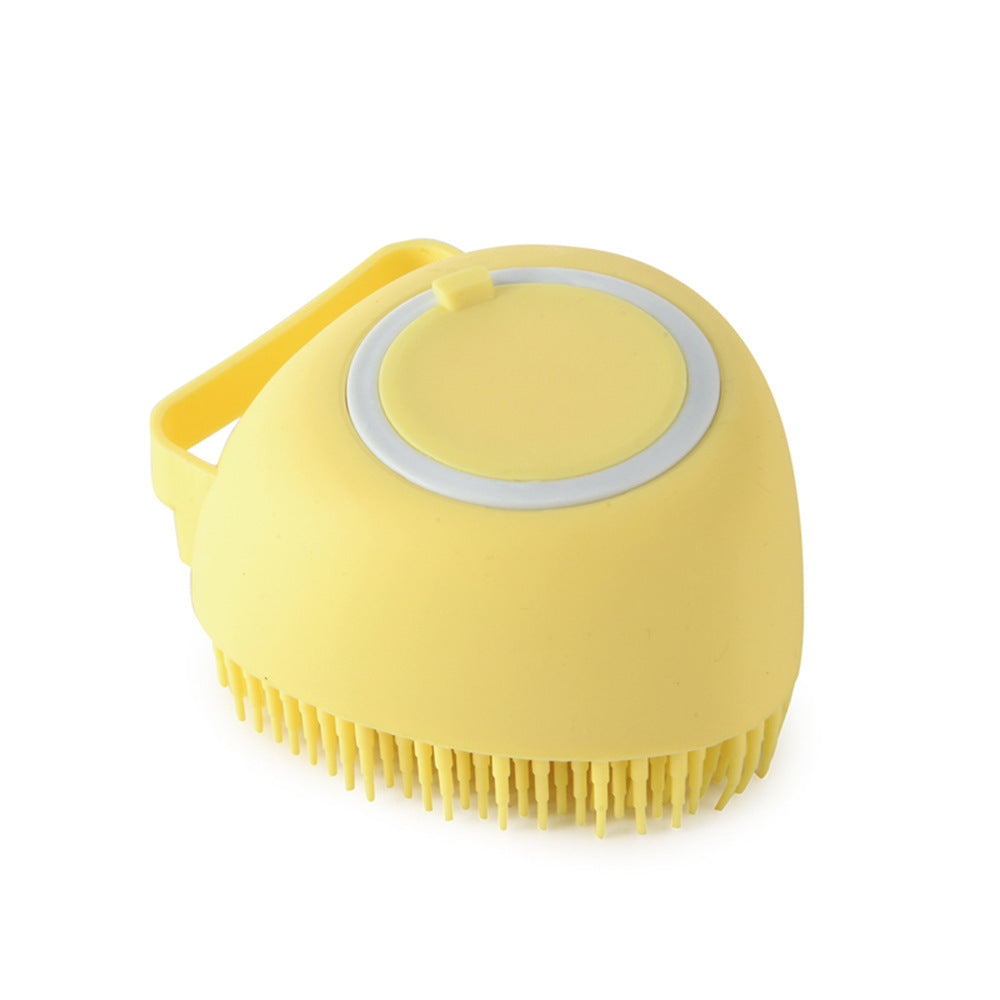 Guante de Baño y Masaje para Mascotas Kuro - Amarillo en forma de corazón