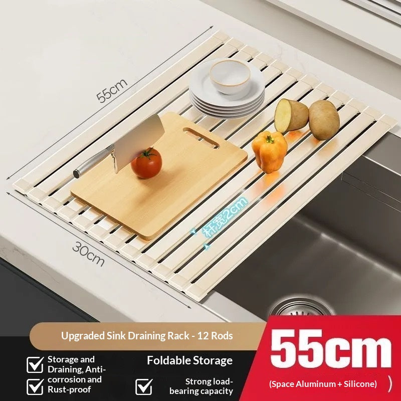 Escurridor de Fregadero Enrollable Kuro - Blanco lechoso 55CM