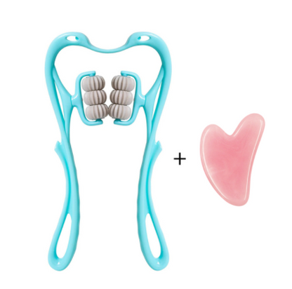 Masajeador de Cuello Manual de 6 Rodillos Kuro - Traje de 6 rodillos azul