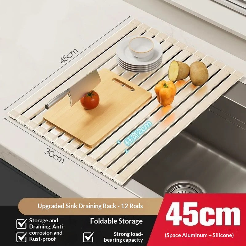 Escurridor de Fregadero Enrollable Kuro - Blanco Lechoso 45cm