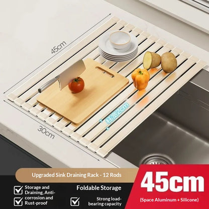 Escurridor de Fregadero Enrollable Kuro - Blanco Lechoso 45cm