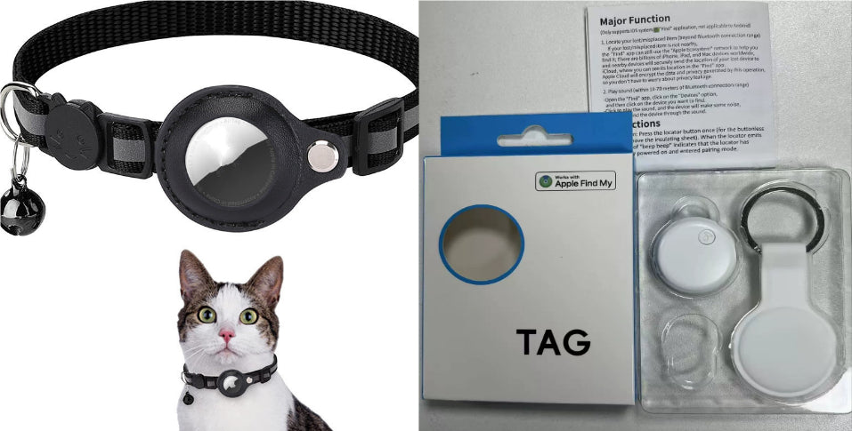 Collar Reflectante para AirTag Kuro - Conjunto negro1