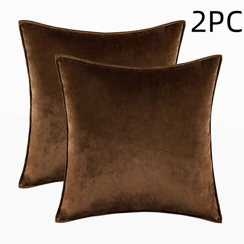 Funda de Cojín de Terciopelo Rosa Kuro - Marrón 45X45cm