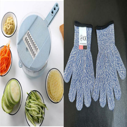 Mandolina de Cocina 8 en 1 Kuro - Azul Use guantes