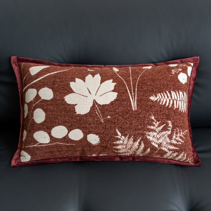 Cojín de Hojas de Helecho en Terciopelo Kuro - Almohada De Cintura 30 X50cm Sin Núcleo