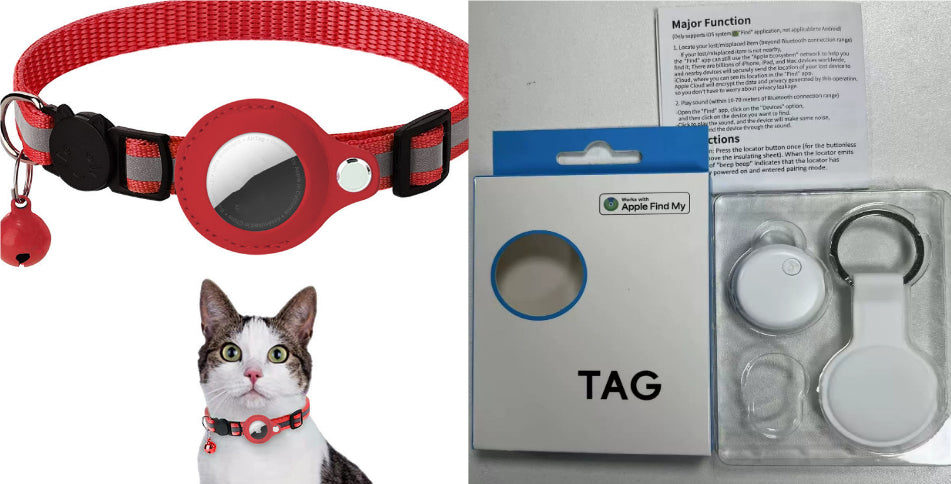 Collar Reflectante para AirTag Kuro - Conjunto rojo1
