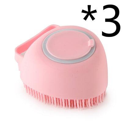 Guante de Baño y Masaje para Mascotas Kuro - Rosa 3 piezas en forma de corazón