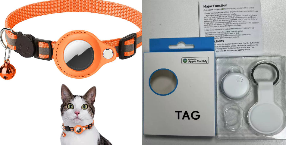Collar Reflectante para AirTag Kuro - Conjunto naranja1