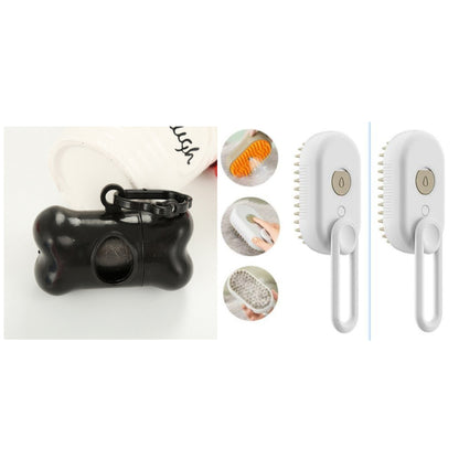 Cepillo de Vapor 3 en 1 para Mascotas Kuro - Conjunto blanco