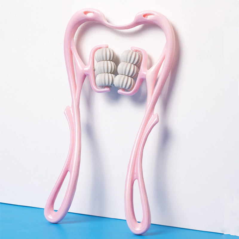 Masajeador de Cuello Manual de 6 Rodillos Kuro - Rosa