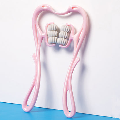 Masajeador de Cuello Manual de 6 Rodillos Kuro - Rosa