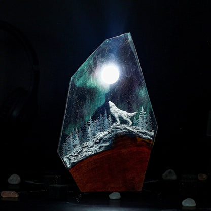 Lámpara Lobo Aurora de Resina Kuro - imagen 1