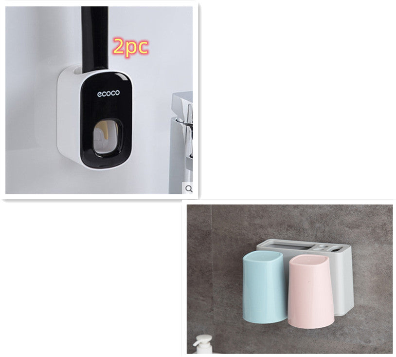 Dispensador de Pasta de Dientes Kuro - Negro2PC tazas dobles